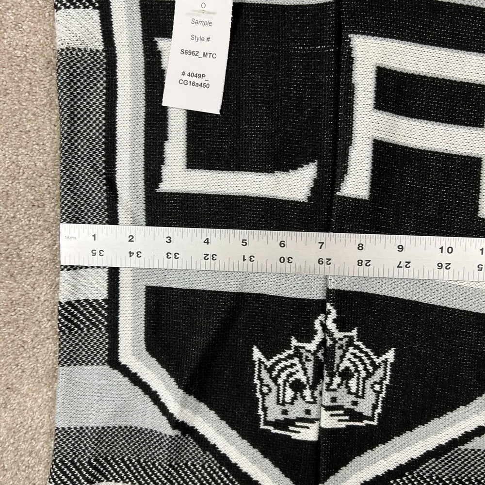 Adidas LA Kings NHL Knit Scarf Black Silver White Striped Logo New